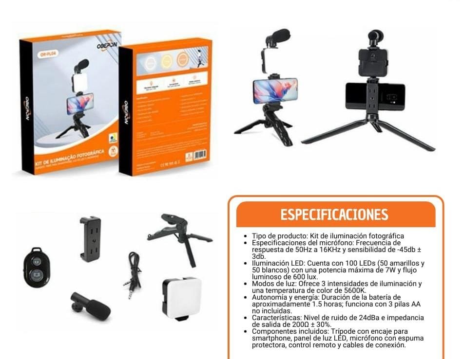 tripode reflector luz led kit orpl04