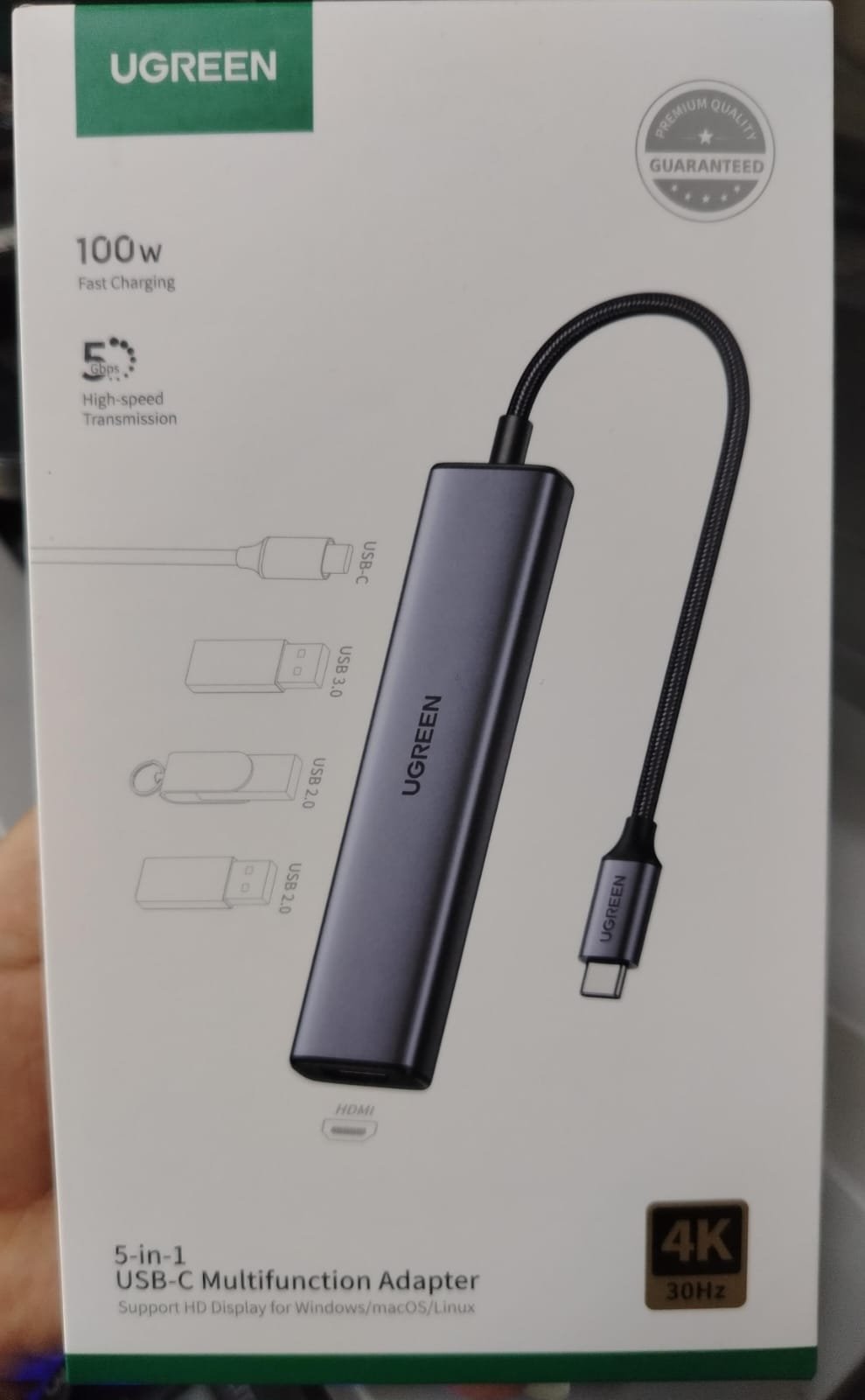 hub ugreen tipo c con entradas usb y hdmi