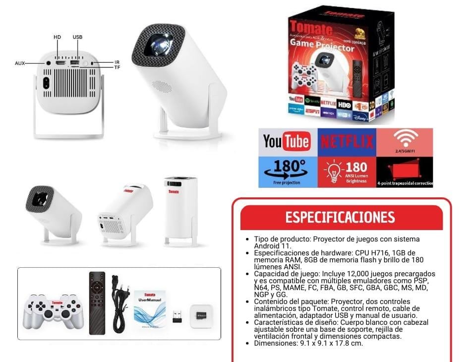 proyectora con juegos mpr20864gb