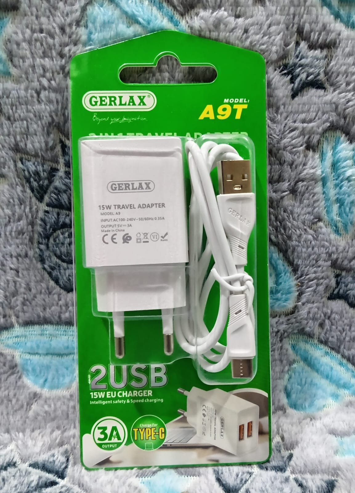 cargador gerlax en blister con dos entradas usb a9tgerlax