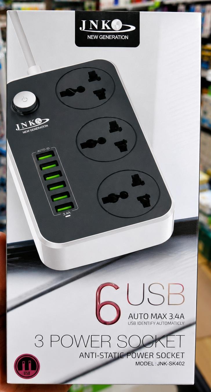Jnksk402 alargador jnk 6usb 3 power socket