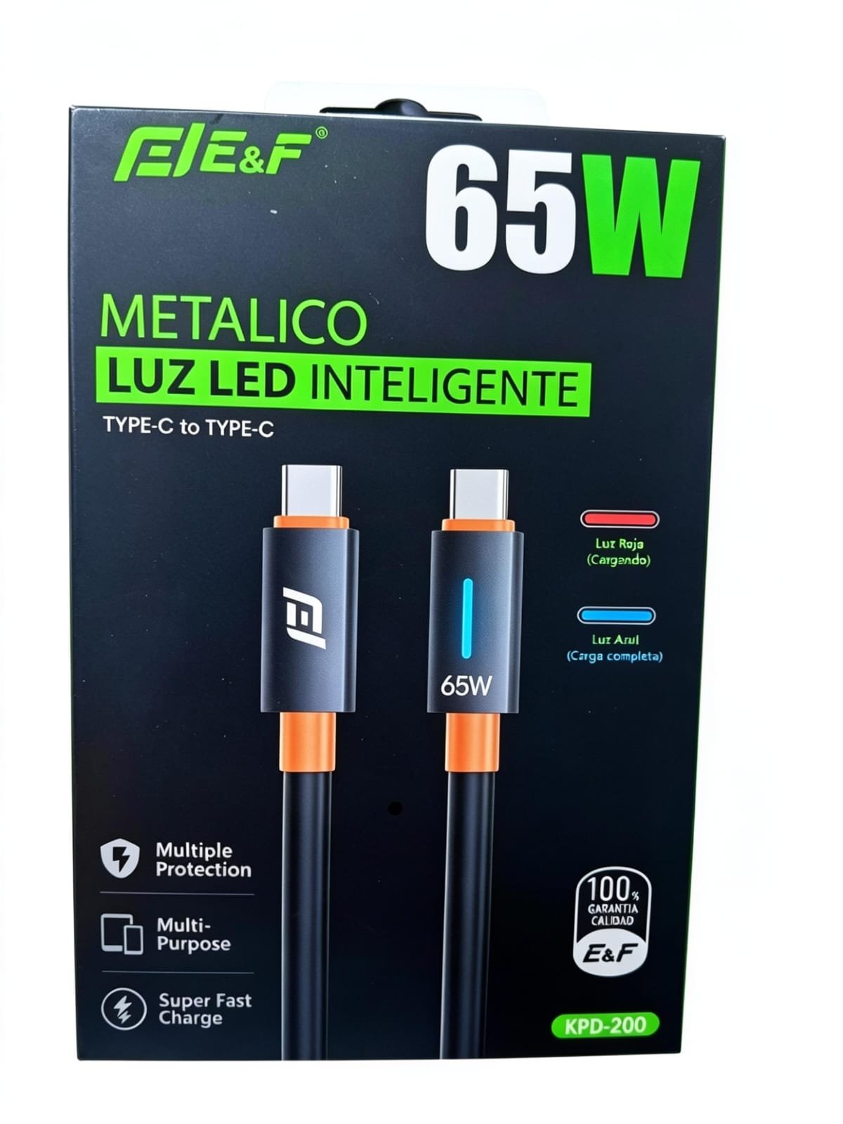 cable tipo c a c metalico luz led inteligente
