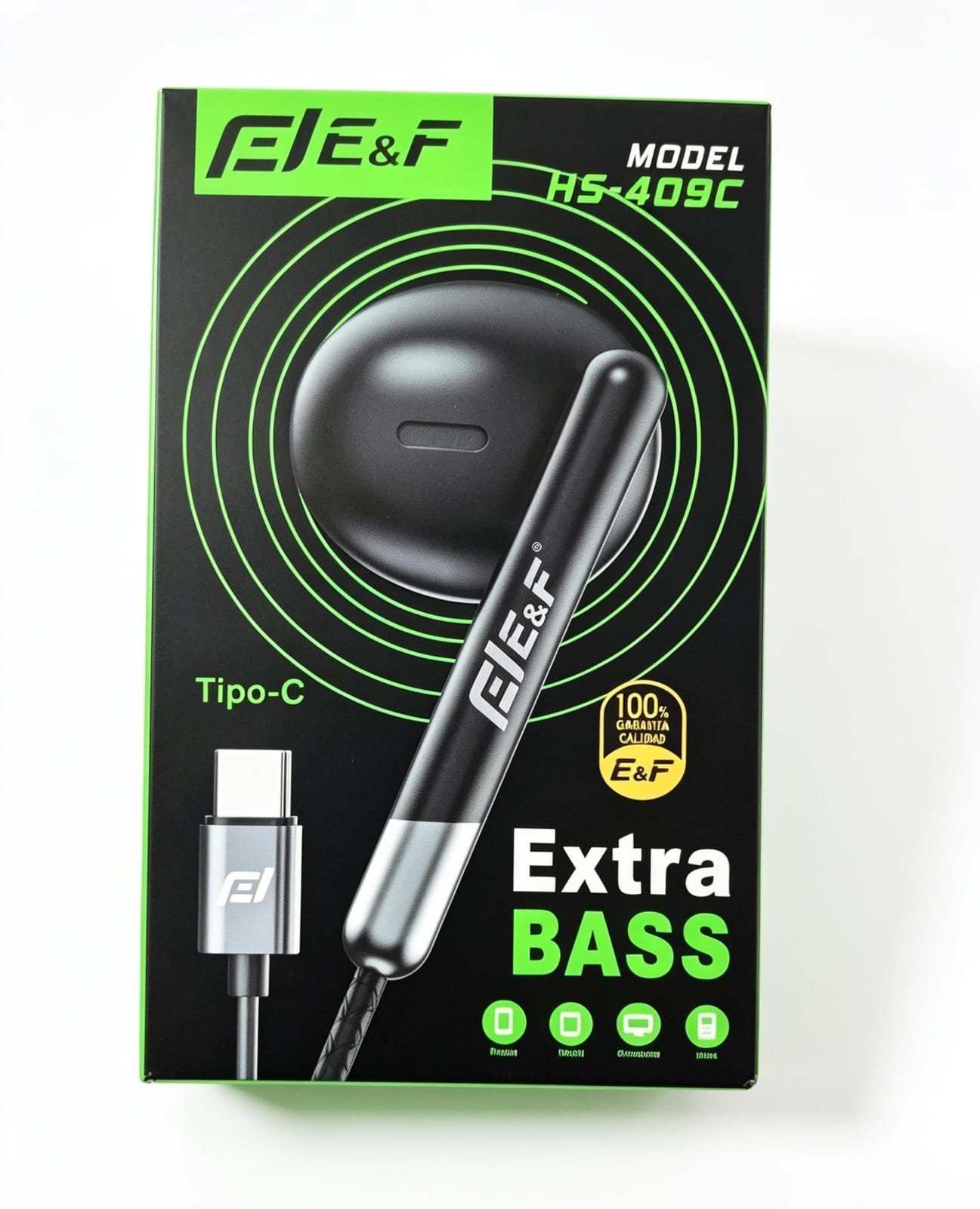 audifonos con cable tipo c  eyf extra bass hs409c