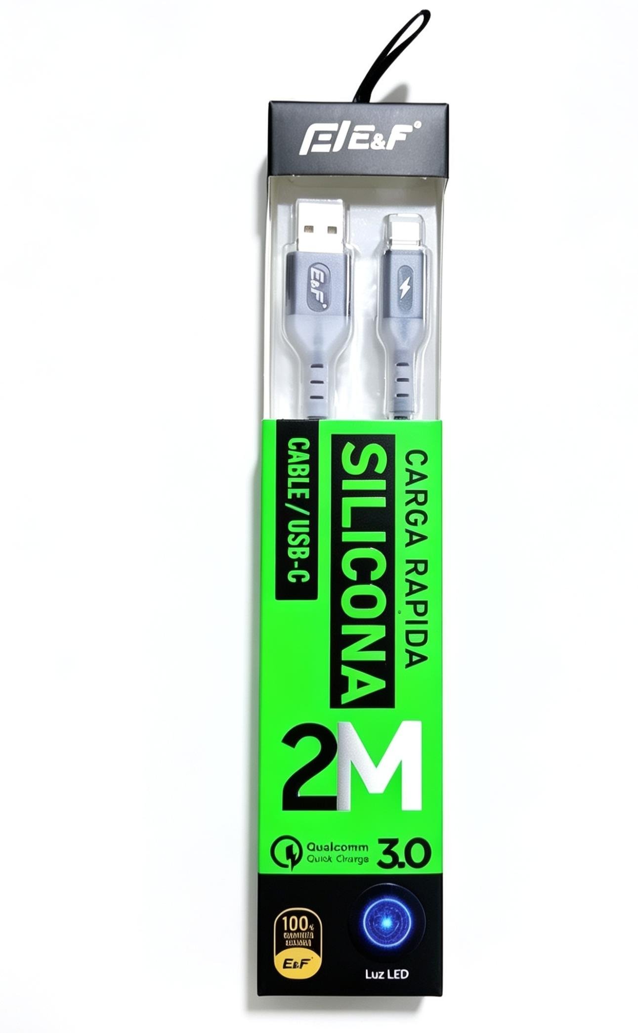 cable usb a tipo c de 2m carga rapida silicona