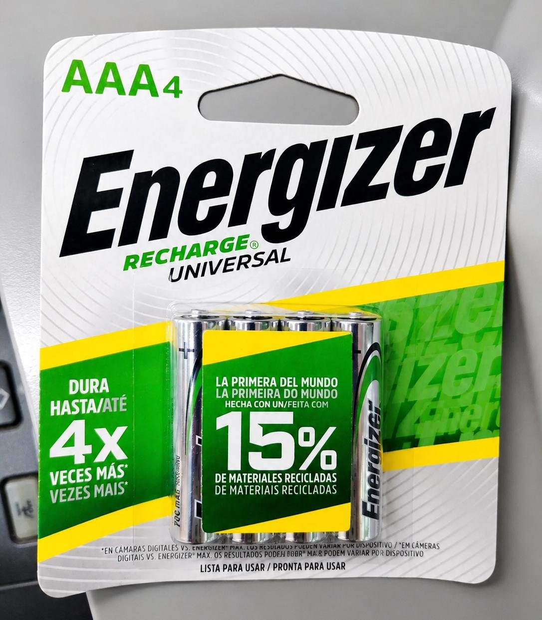  recargable pilas recargables energizer aaa paquete de 4 pilas