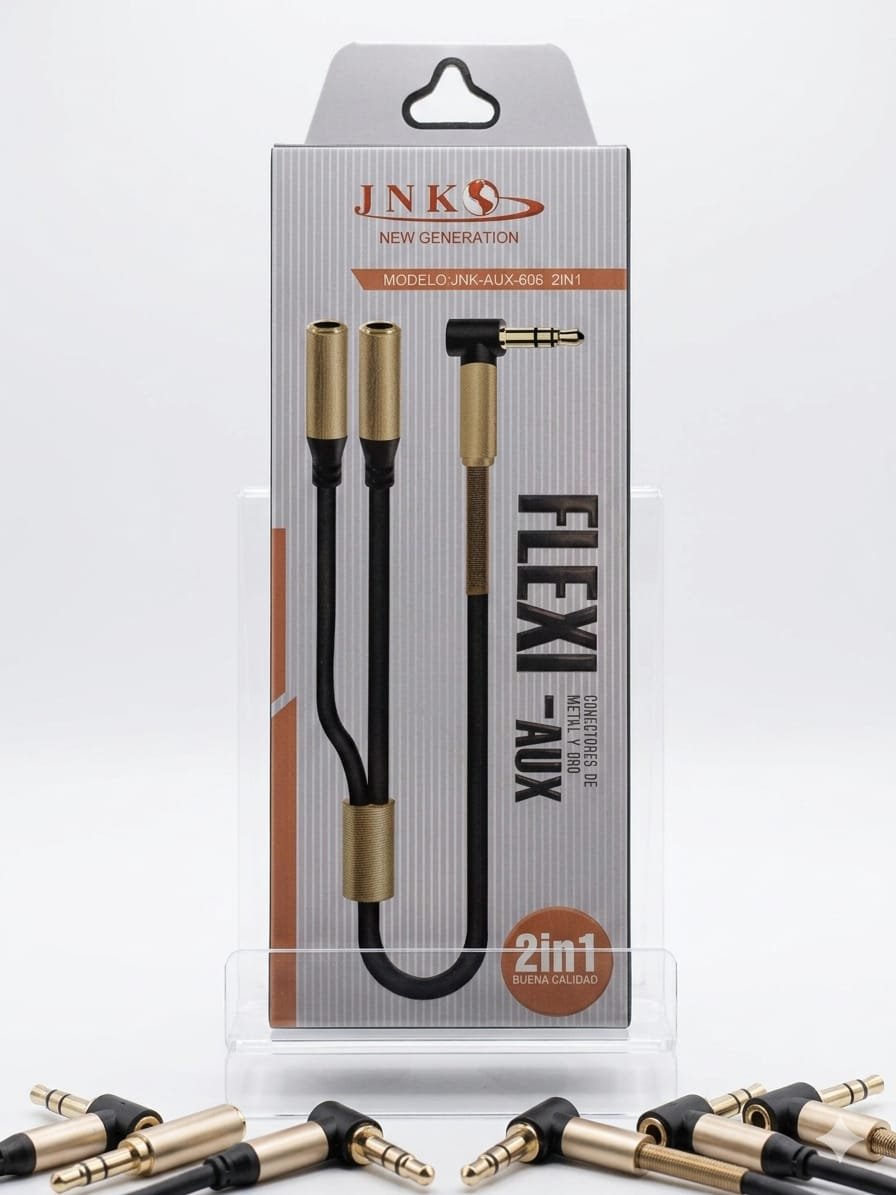 jnk-aux-6062in1 cable aux 2 hembras 1 macho jnk caja ploma