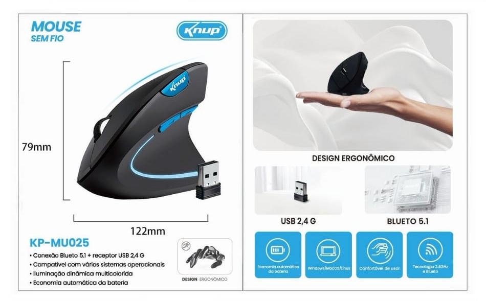 mouse de computadora vertical kpmu025