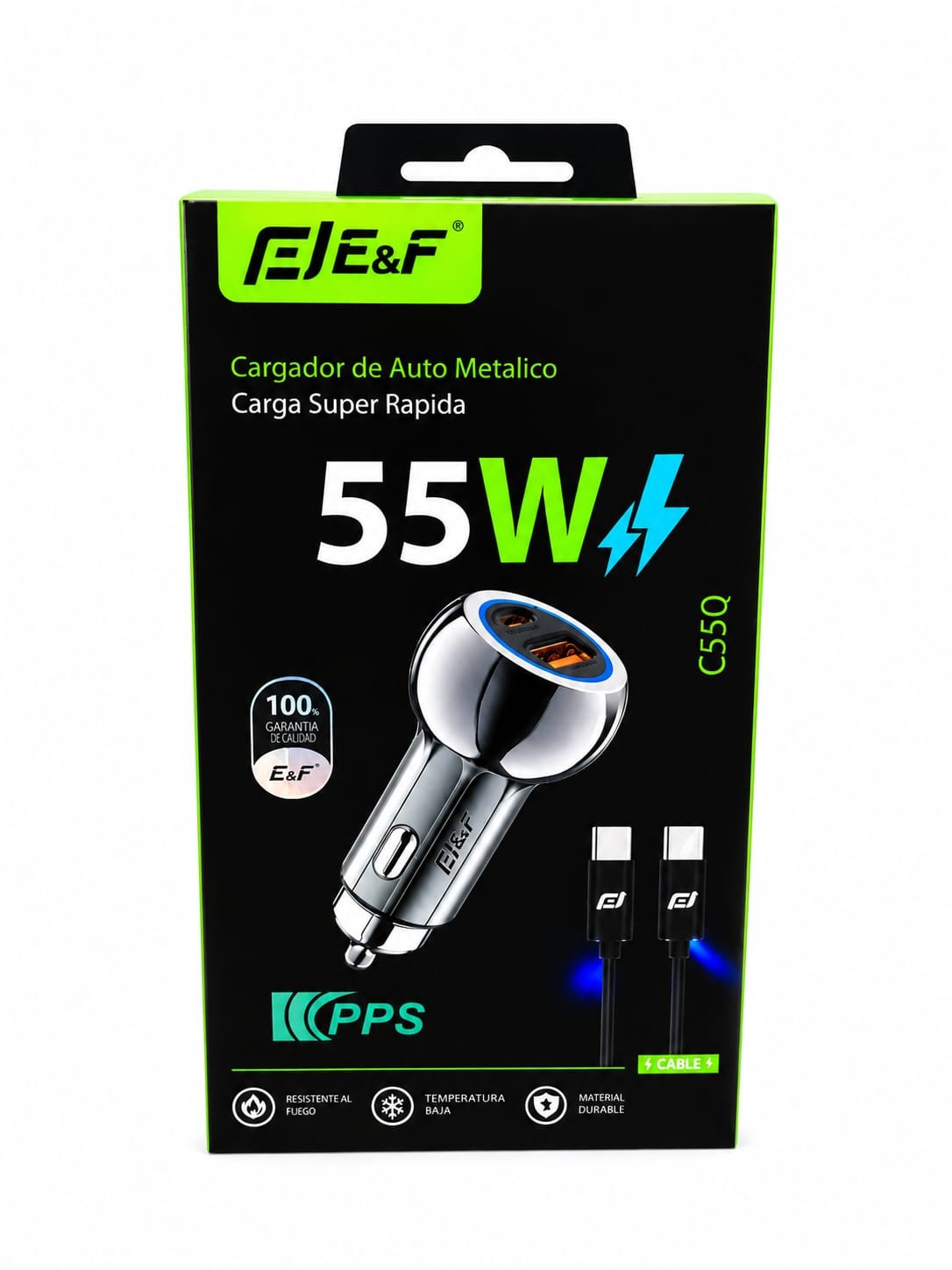 c55r cargador de auto metalico caraga super rapida 55w