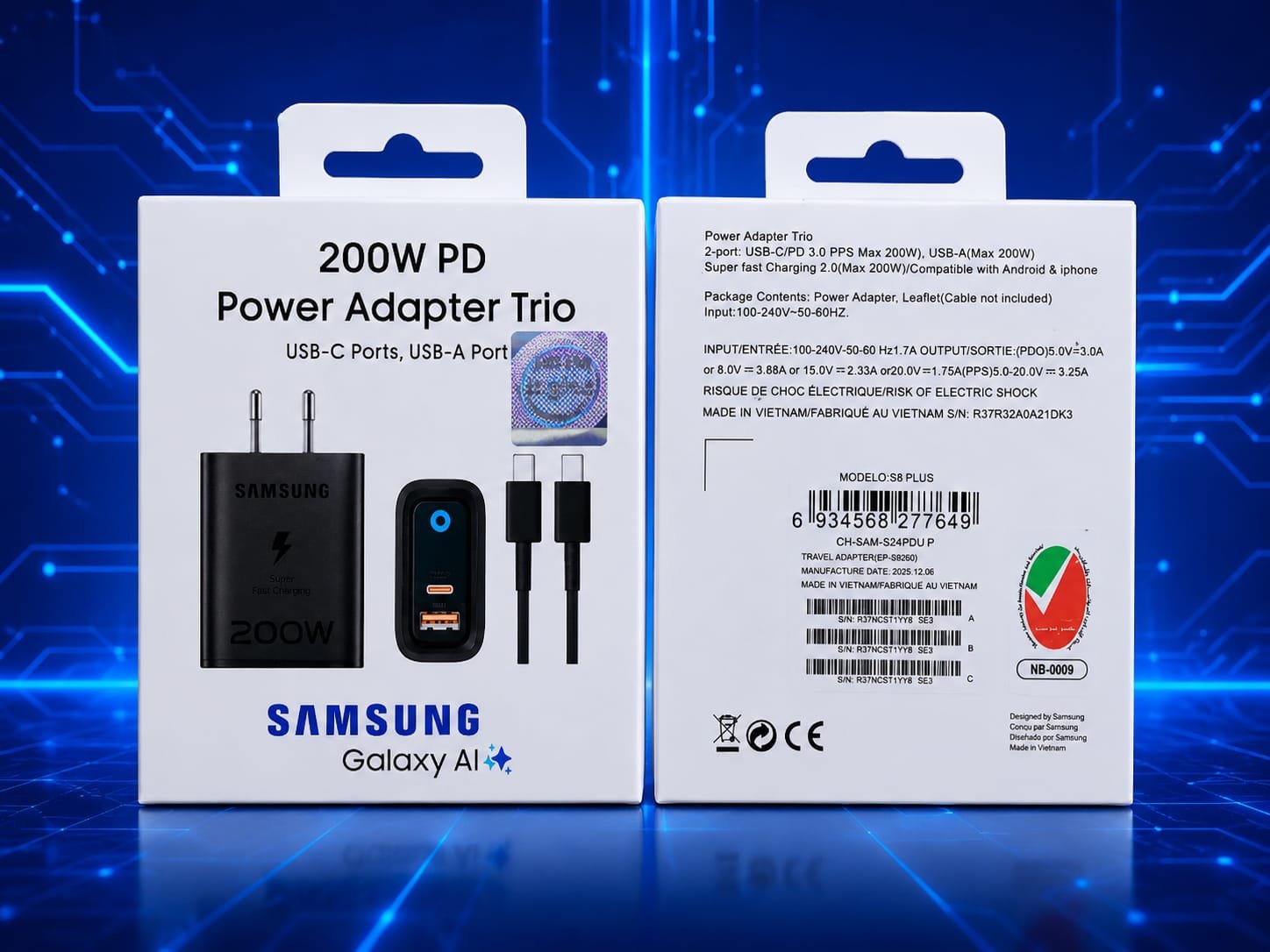 ch-sam-s24pdu p 200w pd power adapter trio s8plus 200w pd