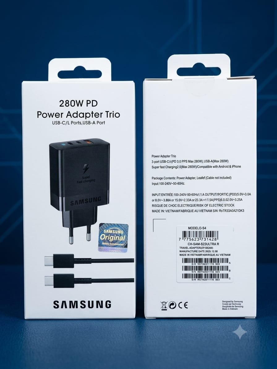 S4 120bs. Ch-sam-s23ultra r 280w pd power adapter trio