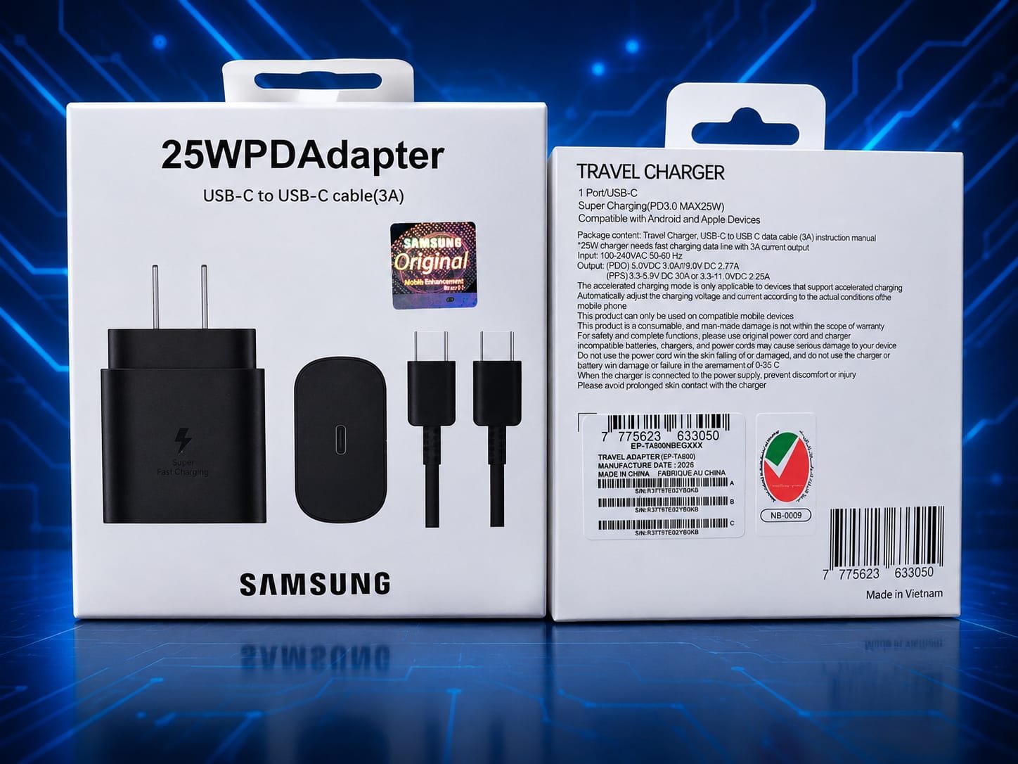 25wpdadapter cargador samsung tipo c 3a