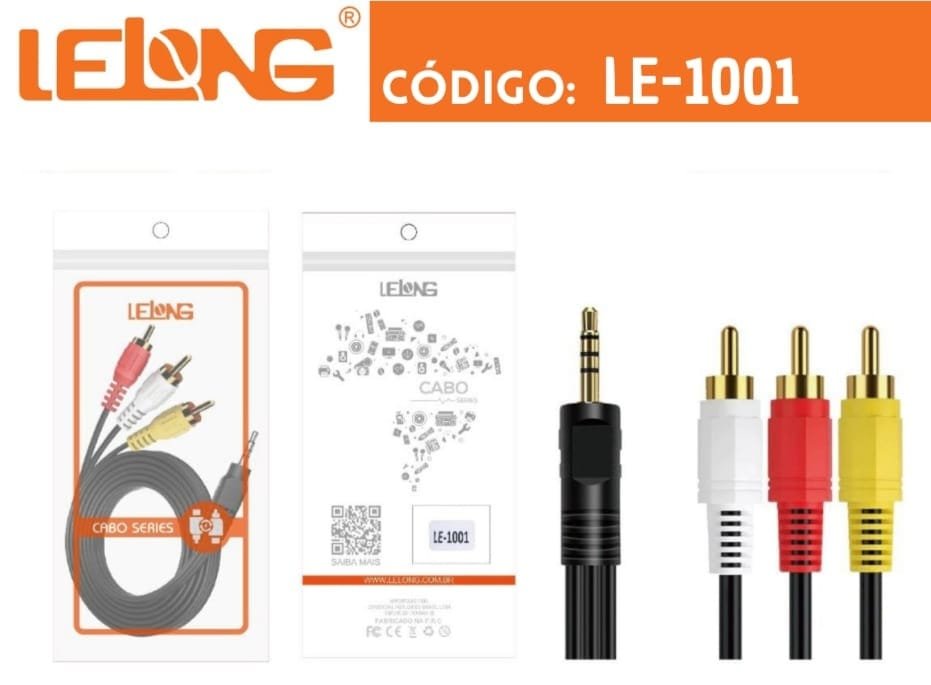 le-1001 cable 3x1 aux rca a auxiliar bolsa lelong le1001
