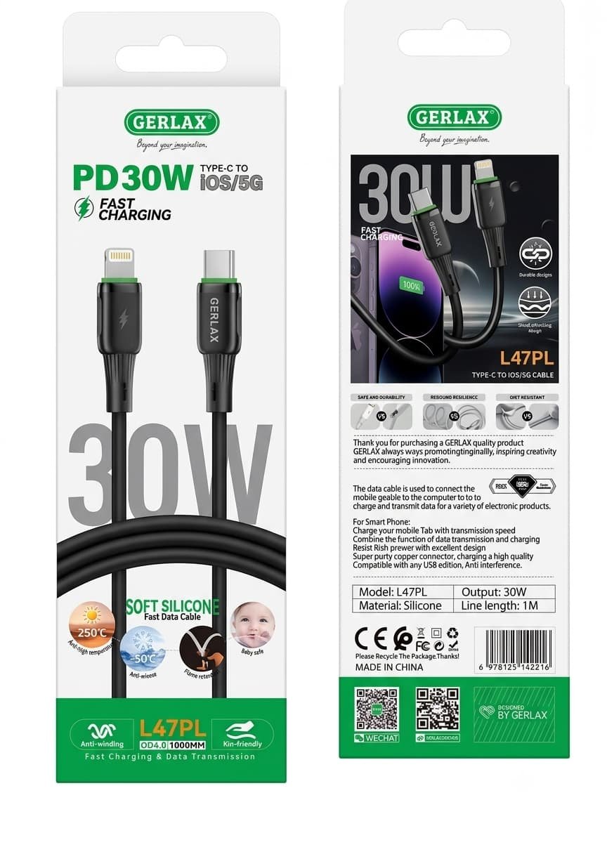 cable de c a iphone 30w pd gerlax L47pl