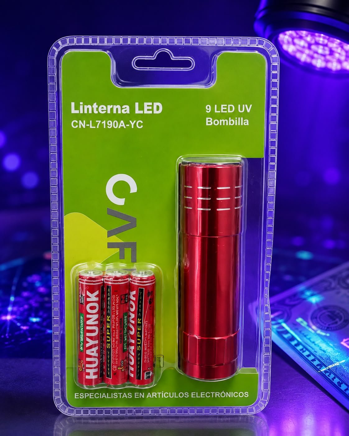 linterna cafini con luz uv Cnl7190a