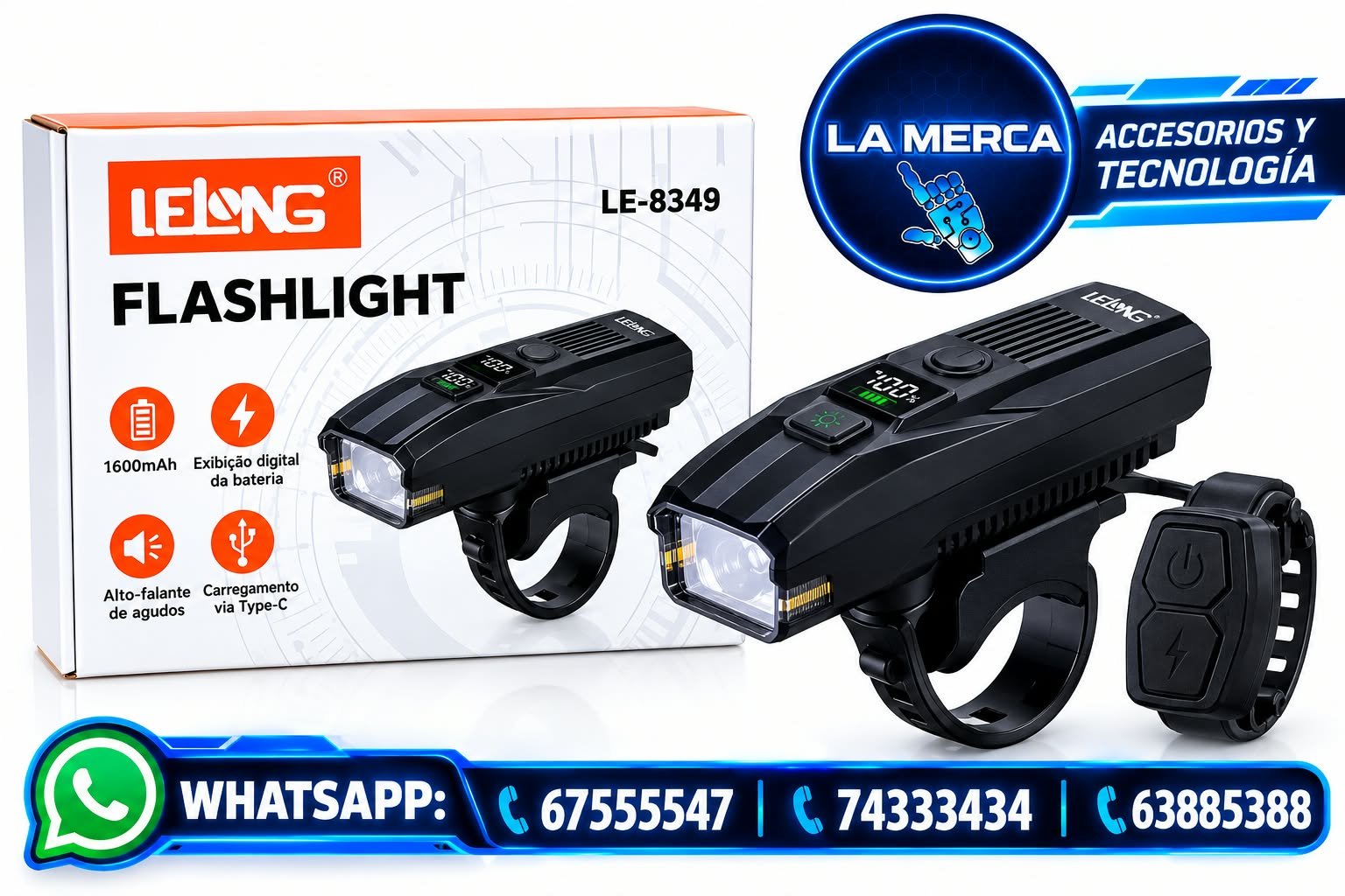 flaslight linterna de bicicleta le8349