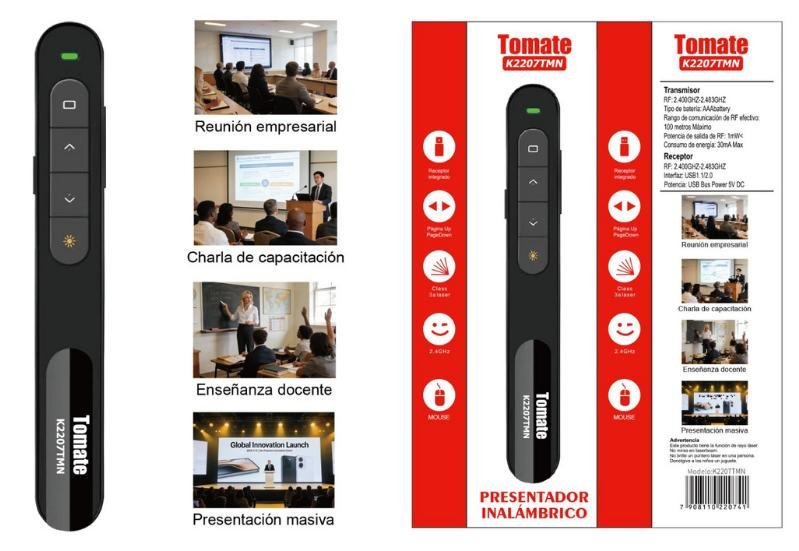 presentador inalambricos, control de diapositivas control inalambrico tomate K2207tmn