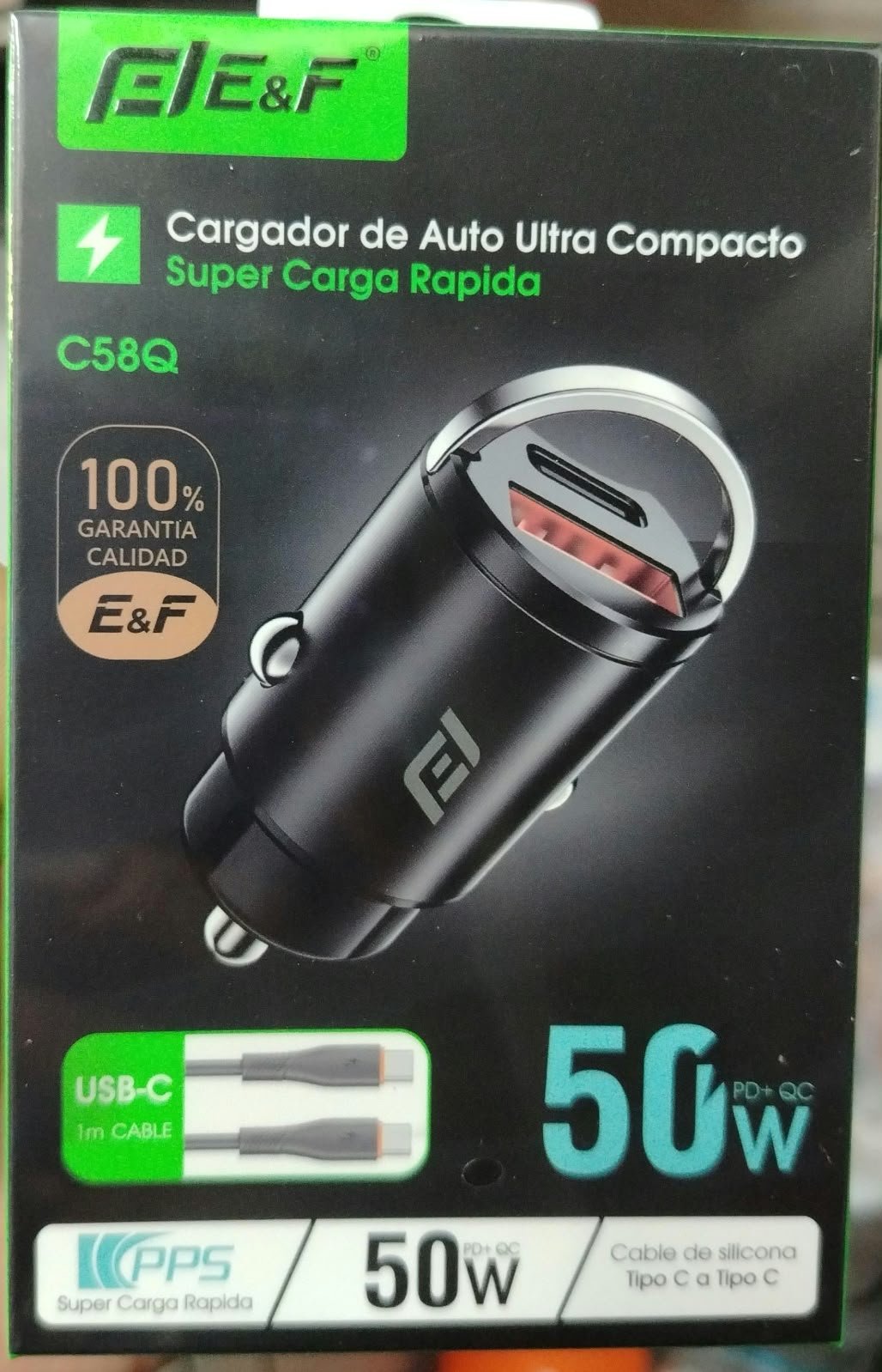 cargador de auto ultra compacta 50w eyf